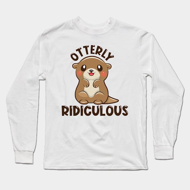 Otter Animal Cute Adorable Baby Critter Ridiculous Long Sleeve T-Shirt by Mellowdellow